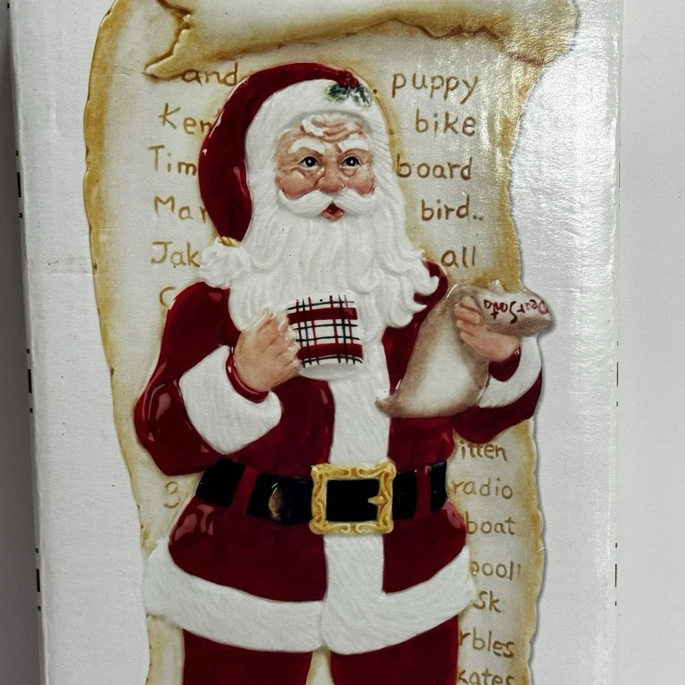 Fitz & Floyd Dear Santa Elongated Ceramic Serving Tray Christmas Holiday 11.5x6